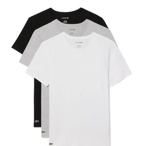 Lacoste Men's Short Sleeve T-Shirt Trio - Black, Gray, White